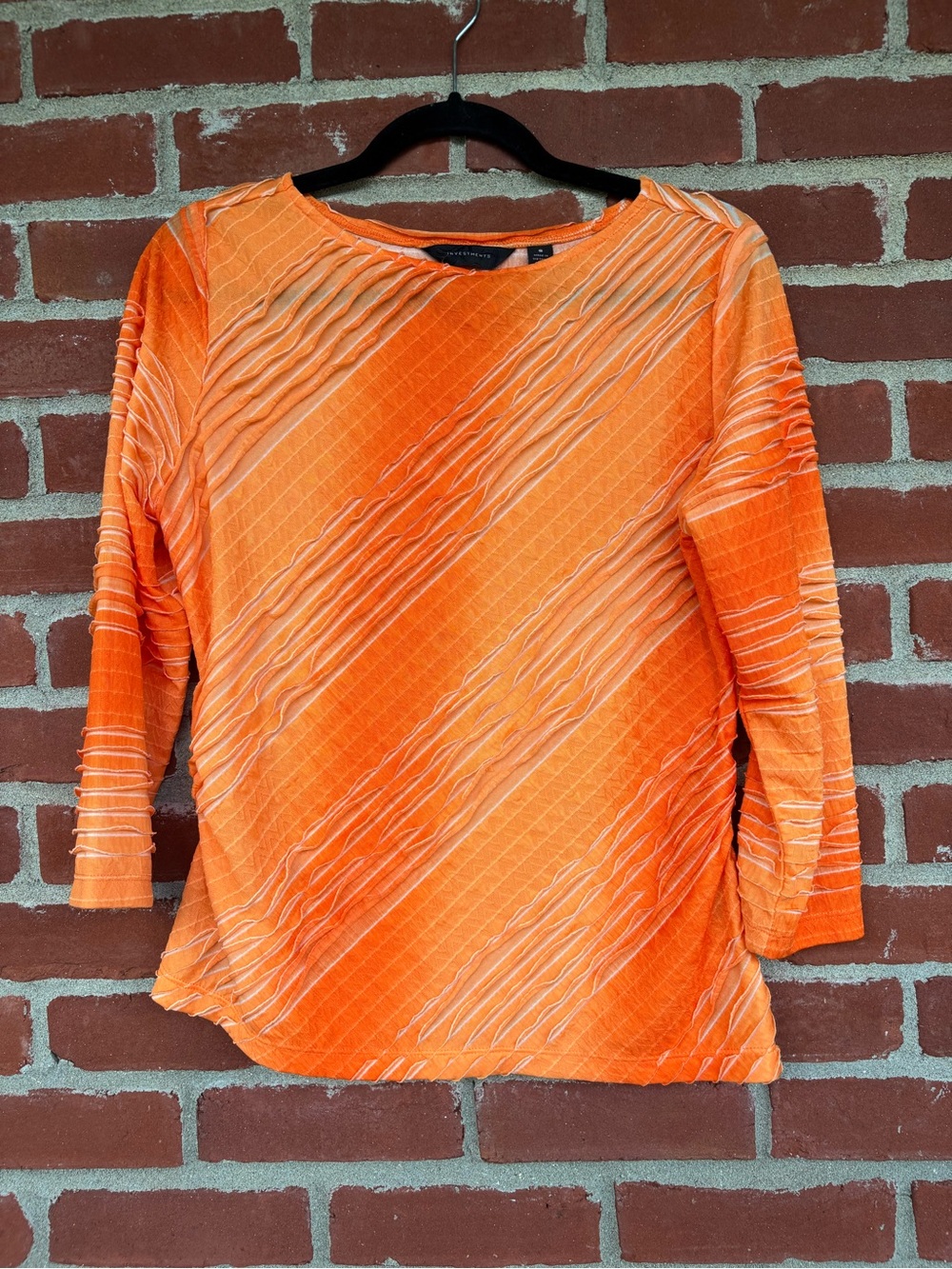 Vintage Bright Orange Textured Top - Women